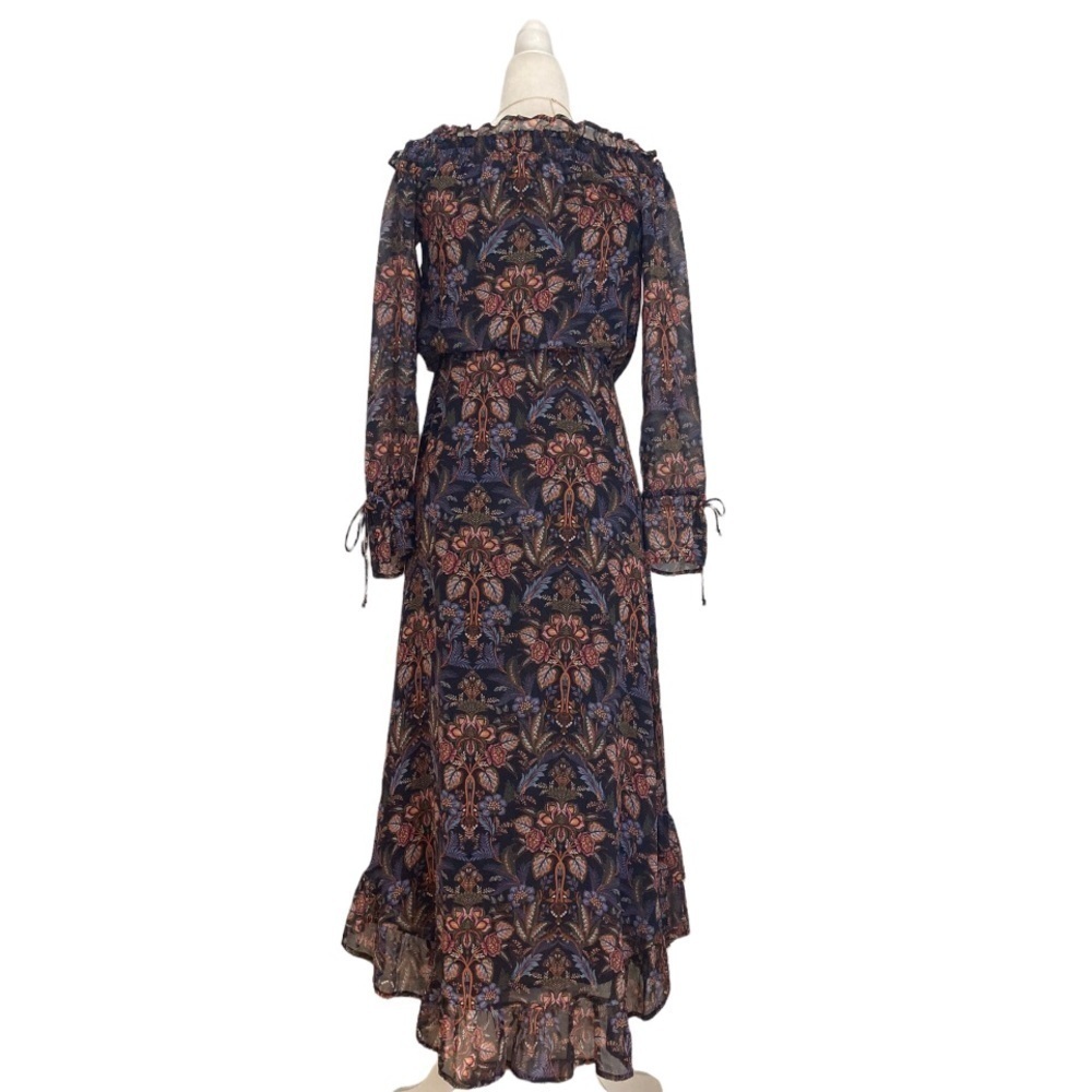 ECRU Clothing Silk Floral Ruffle Maxi Dress On or off Shoulder - Picture 6 of 11